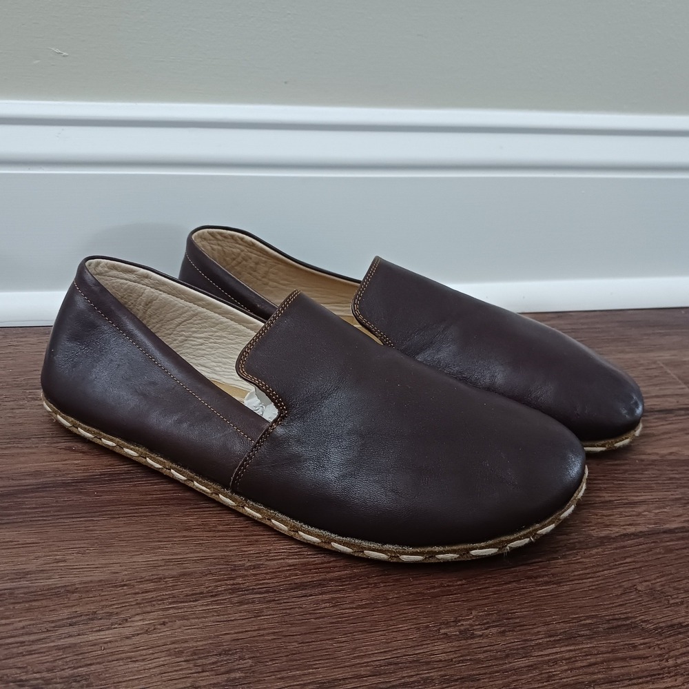 Nefes Handmade Leather Loafers Mens 9 Dark Brown Minimalist Slip On Shoes Cooper